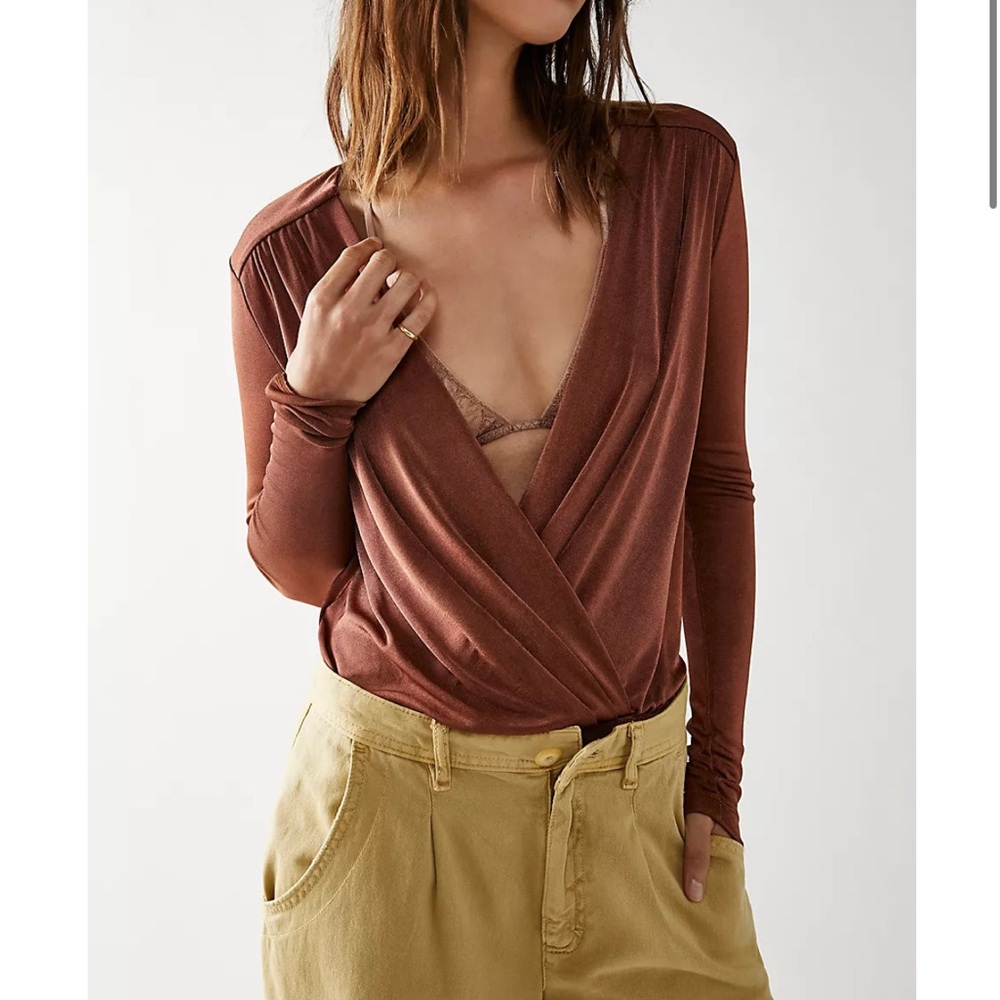 Gorgeous Free People Turnt bodysuit top in burgundy wine sz small